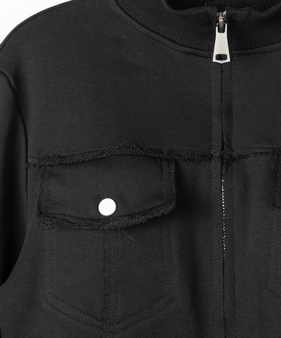 ダブルジップアウトポケット裏毛スリムジャケット ／ Double-zip outer pocket sweat slim jacket