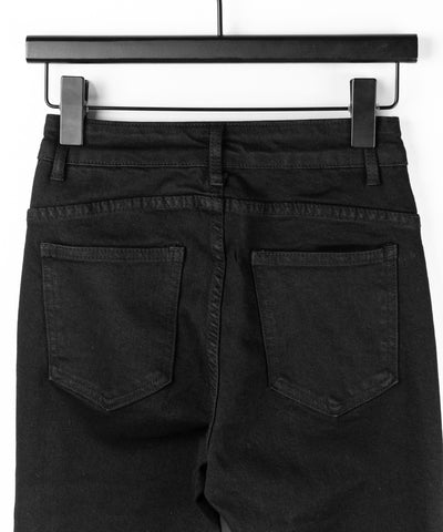 クロスデザインヴィンテージライクフリンジストレッチフレアデニム ／ cross design vintage-like fringe stretch flare denim