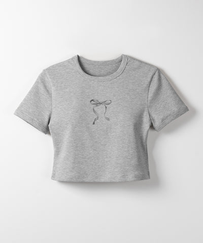 【 ４color 】ミニリボンショートちびＴシャツ ／mini ribbon short chibi Tee