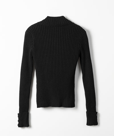 ナポレオンジップアップスリムリブニットカーディガン ／ Napoleon zipup slim rib knit cardigan