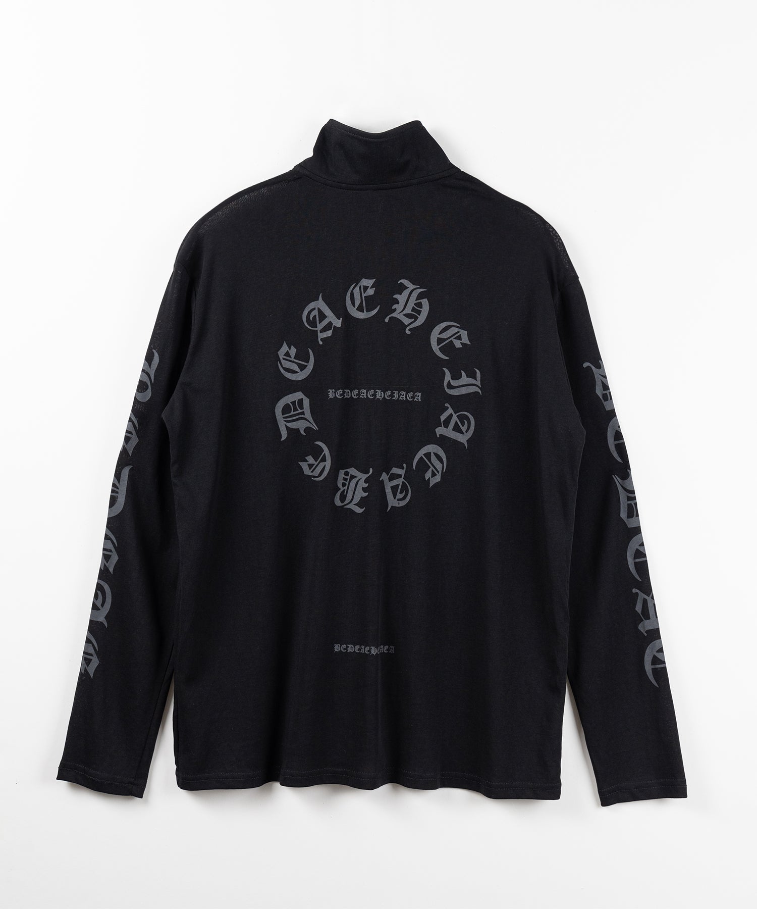 グランジロゴスタンドジップアップオーバーシアートップス ／ grunge logo stand zipup over sheer tops