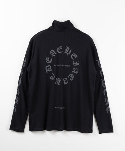 グランジロゴスタンドジップアップオーバーシアートップス ／ grunge logo stand zipup over sheer tops