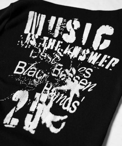 グランジロゴプリント半袖スリムニットトップス ／ grunge logo print shortsleeve slim knit tops