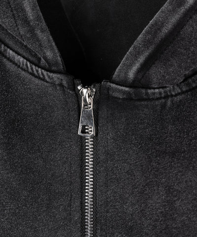 ピグメントヴィンテージ加工サイドラインジップアップパーカー ／ Pigment vintage side line zip-up hoodie