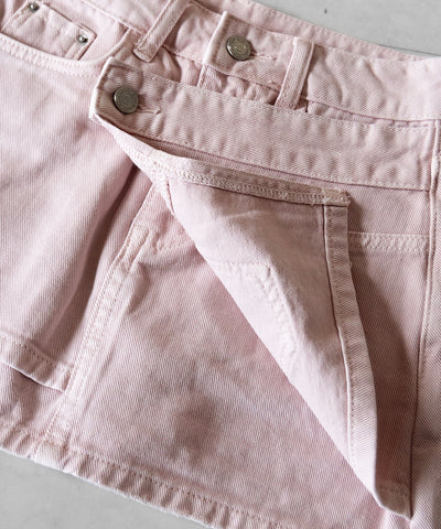 【 インパン裏地付き 】ヴィンテージピンクレイヤードデニムミニスカート ／ vintage pink denim mini skirt