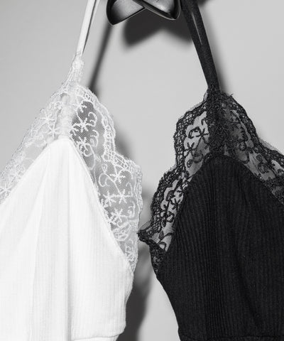 ダブルリボンレースレイヤードキャミソール ／ double ribbon lace layered camisole