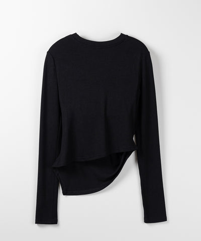 【 ３color 】カットアウトサイドシャーリングアシンメトリートップス ／ cut-out side shirring asymmetry tops