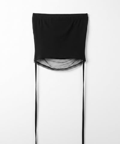 ウエストクロスチュールドッキングベアトップ ／ waist cross tulle docking bare top