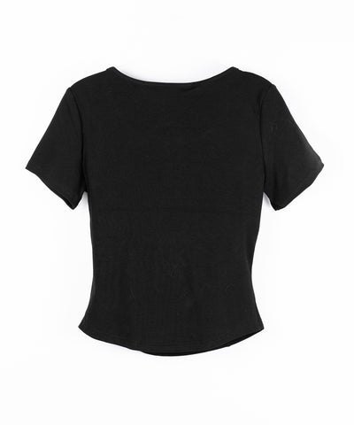 レースアップスリムリブＴシャツ ／ laceup slim lib T-shirts