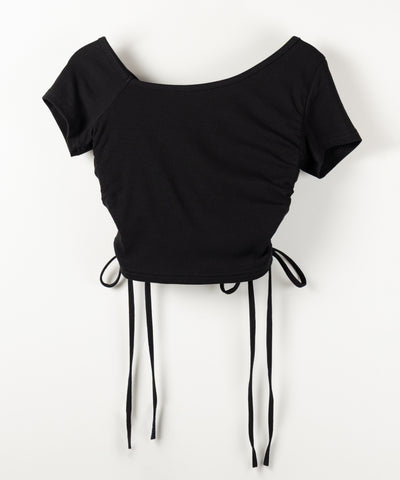 ダブルシャーリングリボンストラップＴシャツ ／ double shirring ribbon strap T-shirts