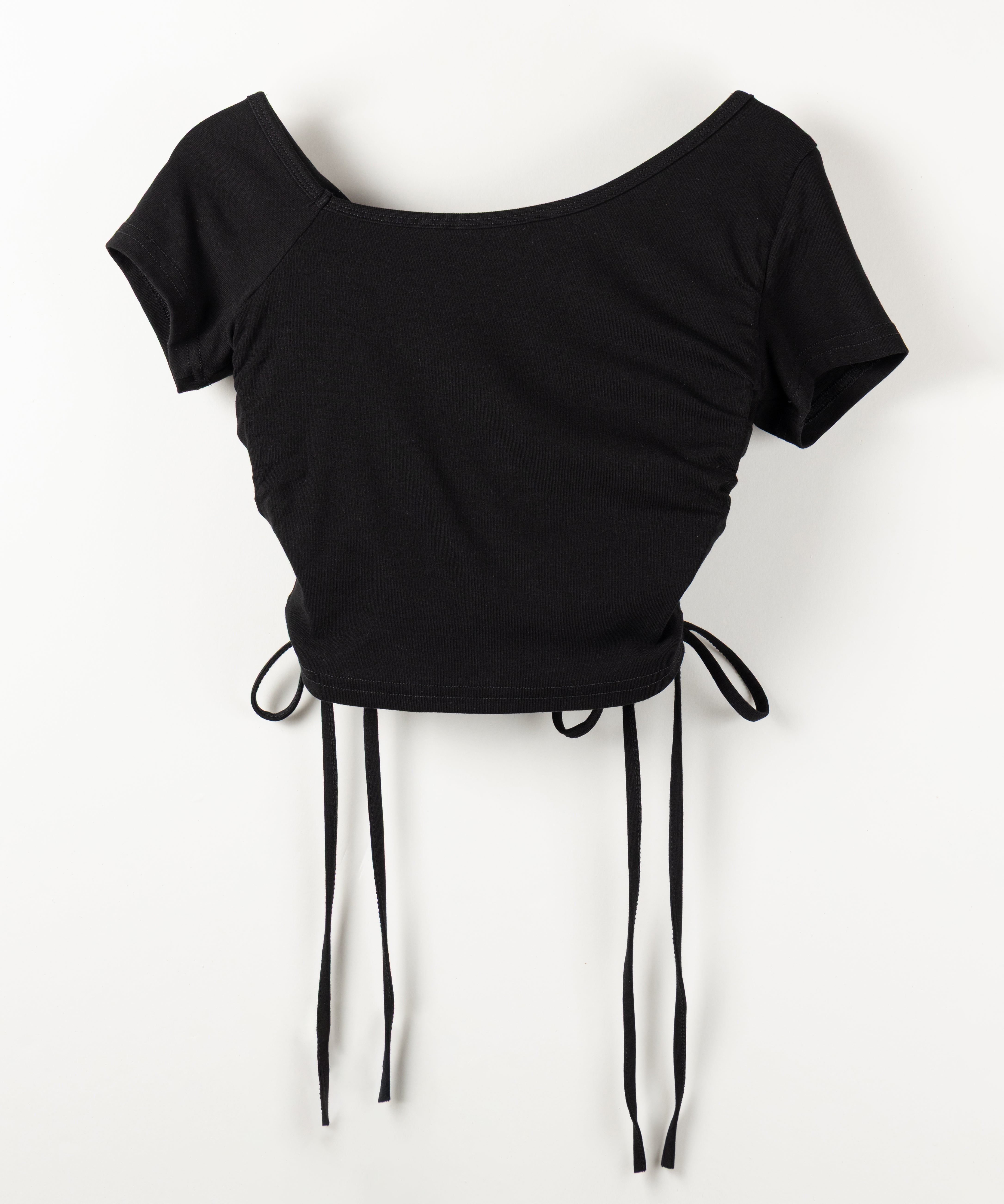 ダブルシャーリングリボンストラップＴシャツ ／ double shirring ribbon strap T-shirts