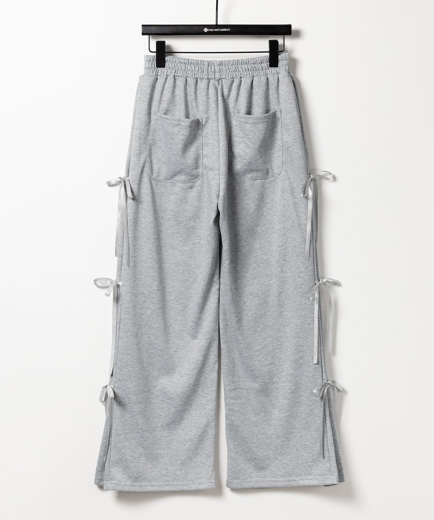 【 ２color 】３ストラップサイドリボンワイドスウェットパンツ／ three strap side ribbon wide sweat pants