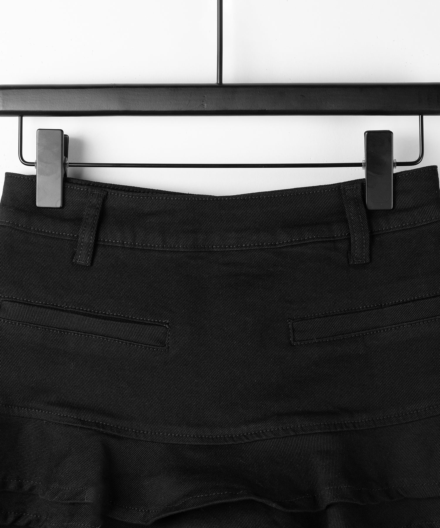 【 インパン裏地付 】レースアップブラックフリルミニスカート ／ laceup black frill mini skirt