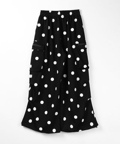 【 裾絞り可能２WAY 】ドットドローコードタックワイドカーゴスウェットパンツ ／ Dot drawcord tuck wide cargo sweatpants