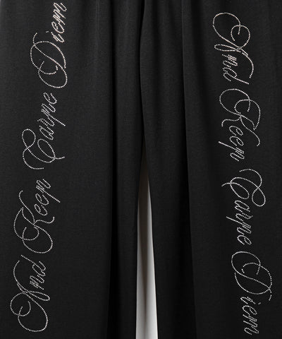 【 セットアップ可能 】ラインストーンロゴワイドスウェットパンツ ／ Rhine stone logo wide sweatpants