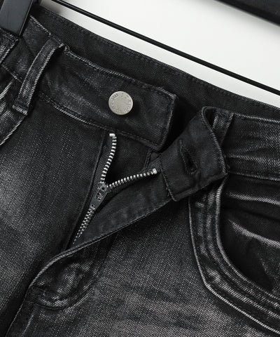 【 ２color ／ ４size 】ヴィンテージライクフリンジストレッチフレアデニム ／ Vintage-like fringe stretch flare denim