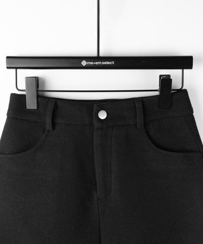 【 インナーパンツ裏地付 】ファードッキングウールライクレディミニスカート ／ fur docking woollike lady mini skirt