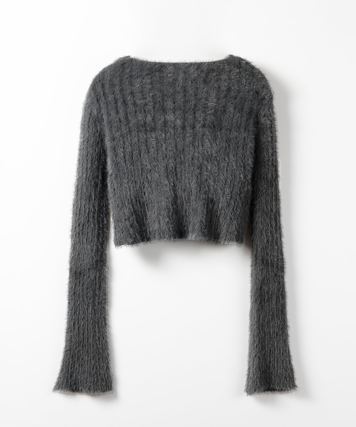 【 ３color 】カットアウトスリットスリーブショートシャギーニット ／ cutout slit sleeve short shaggy knit