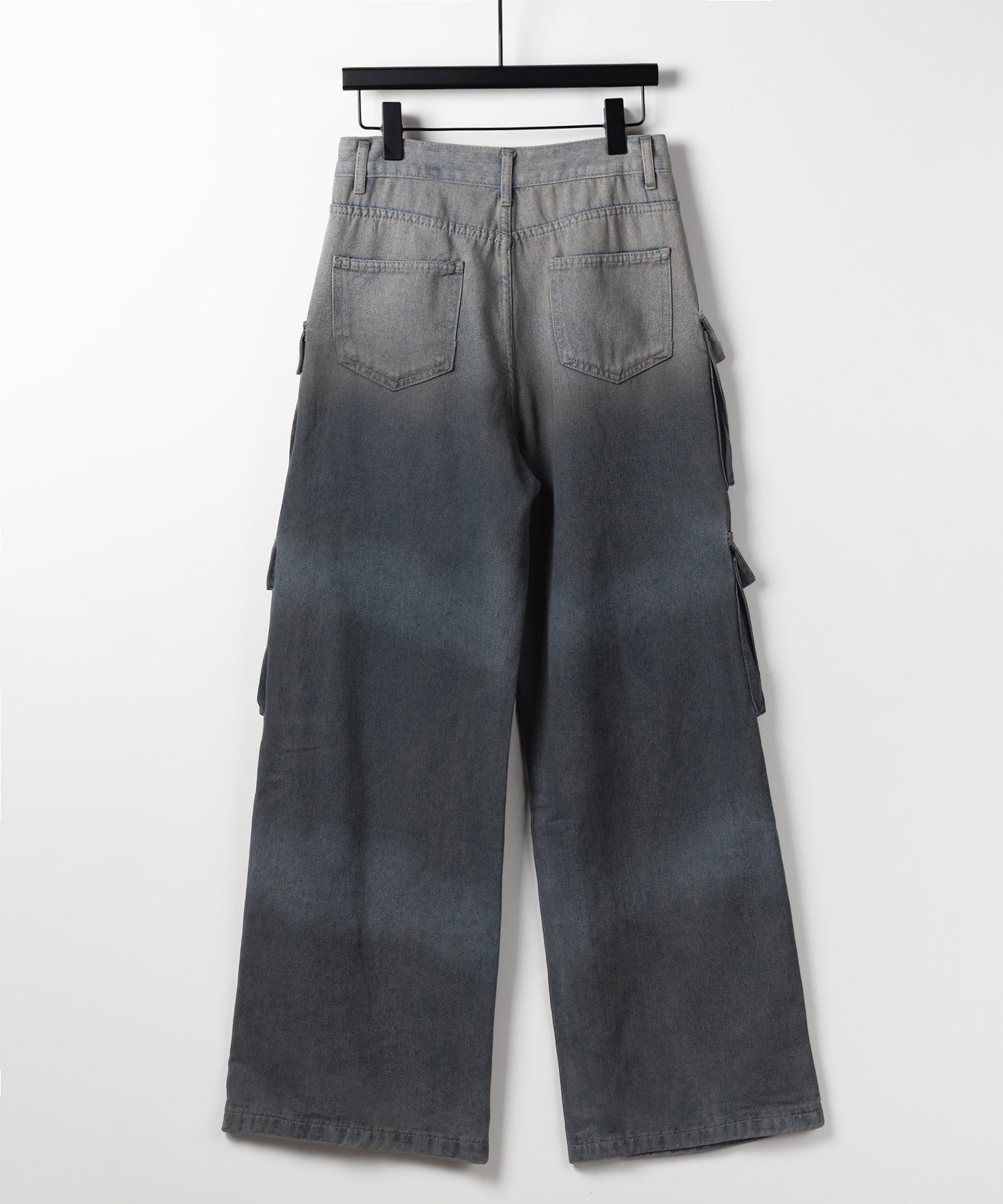 【 ３color ／４size 】オーバーダイグラデーションヴィンテージワイドカーゴデニム ／ overdyed gradation vintage wide cargo denim