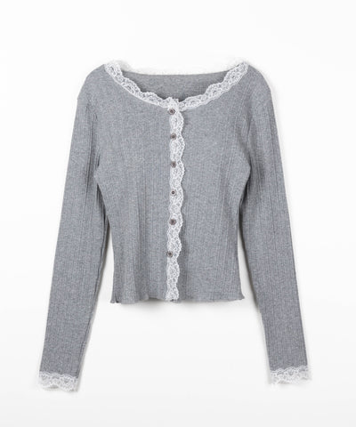 【 ２点セット 】レースドッキングリブキャミソール ＋ カーディガンセット ／ lace docking lib camisole + cardigan SET