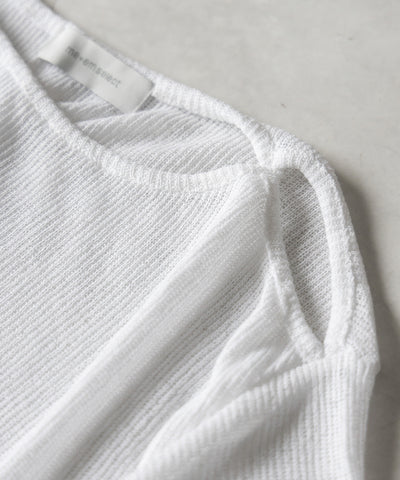 【 ３color 】カットアウトショルダールーズシアートップス ／ cutout shoulder loose sheer tops
