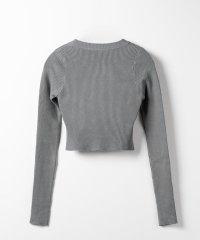 【 ３color 】BASIC ショートリブニットトップス　／ BASIC SHORT LIB KNIT TOPS