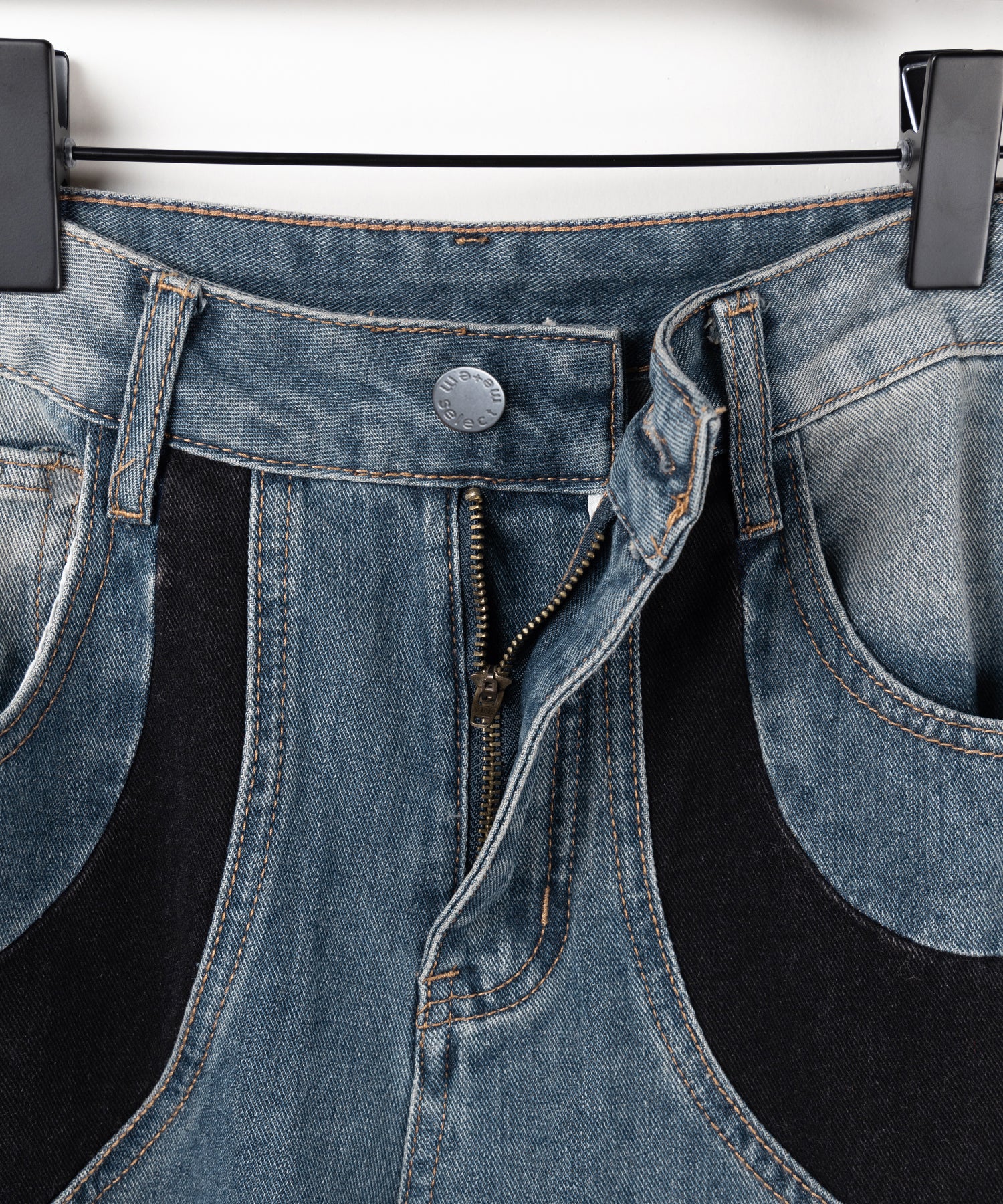 【 ４size 】ブラックスウィッチングヴィンテージワイドデニム ／ black switching vintage wide denim