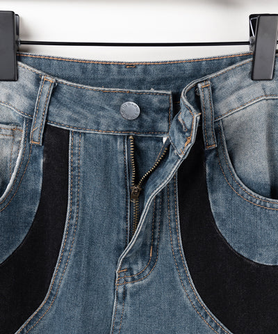 【 ４size 】ブラックスウィッチングヴィンテージワイドデニム ／ black switching vintage wide denim