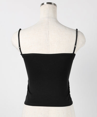 ラインストーンスクエアネックスリムキャミソール ／ Rhinestone square neck slim camisole