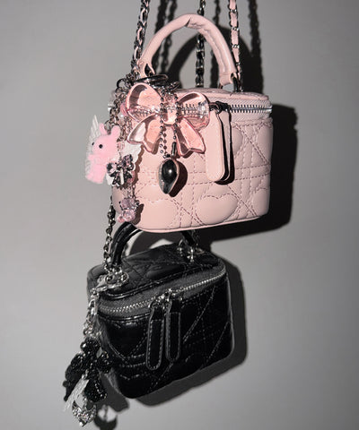 ハートキルティングミニバニティバッグ / heart quilted mini vanity bag