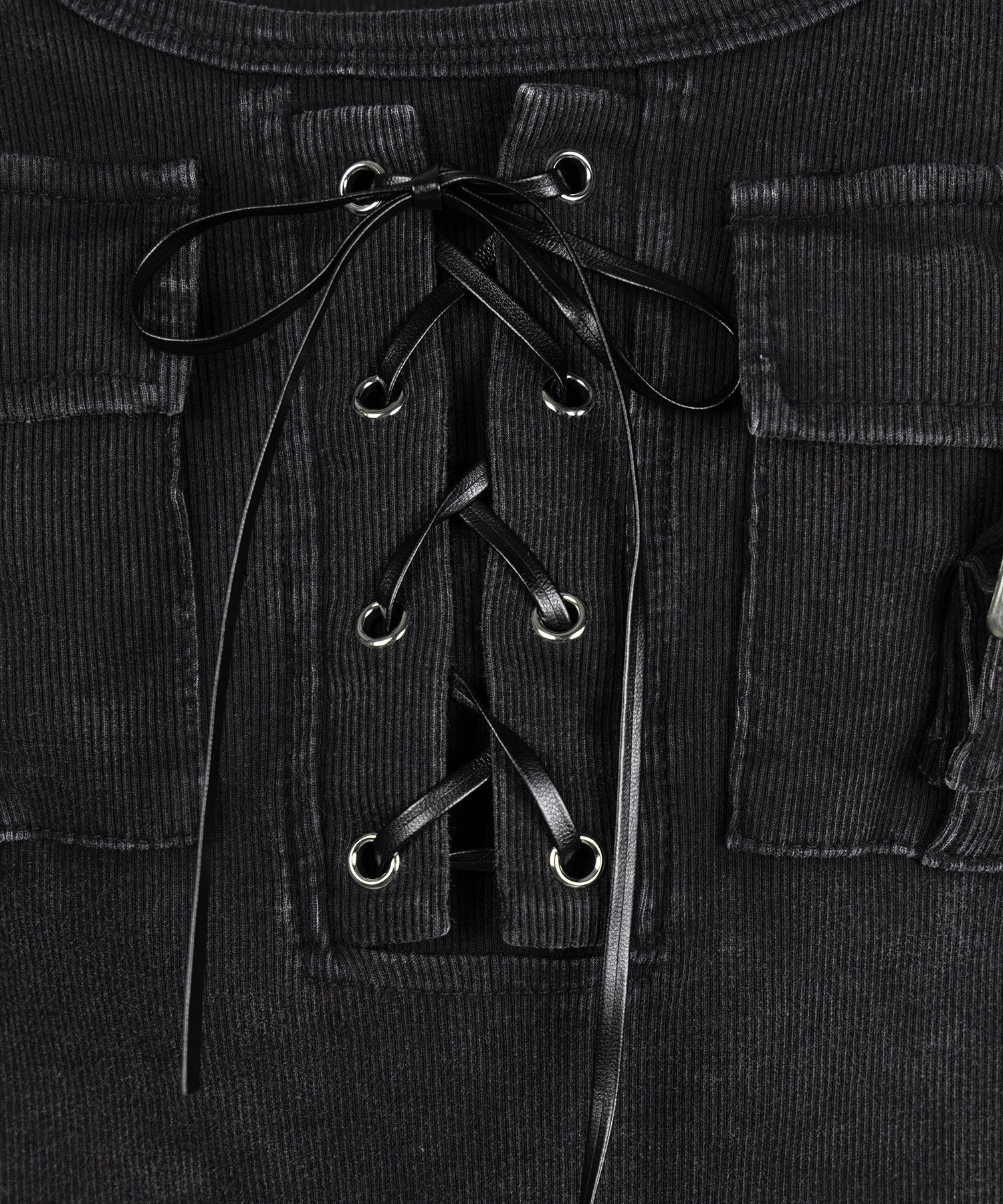 ヴィンテージレースアップアウトポケットスクエアリブロンT ／ vintage laceup outpocket square lib long slleve T-shirts