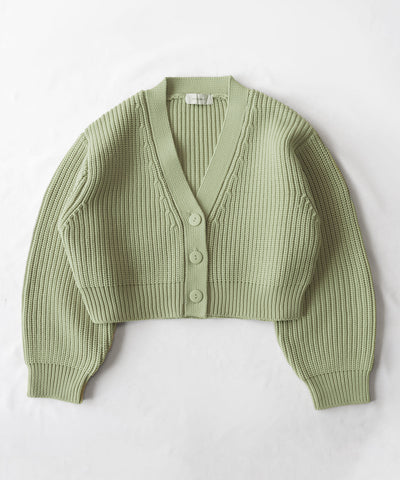 【 ミームセレクトオリジナル 】ショート丈ボリュームリブニットカーディガン ／ short volume libknit cardigan