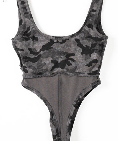ヴィンテージカモフラボディスーツタンク／ Vintage camouflage bodysuit tank