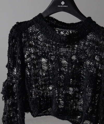 【 ２color 】クラッシュダメージショートシアーニット ／ crush damage short sheer knit