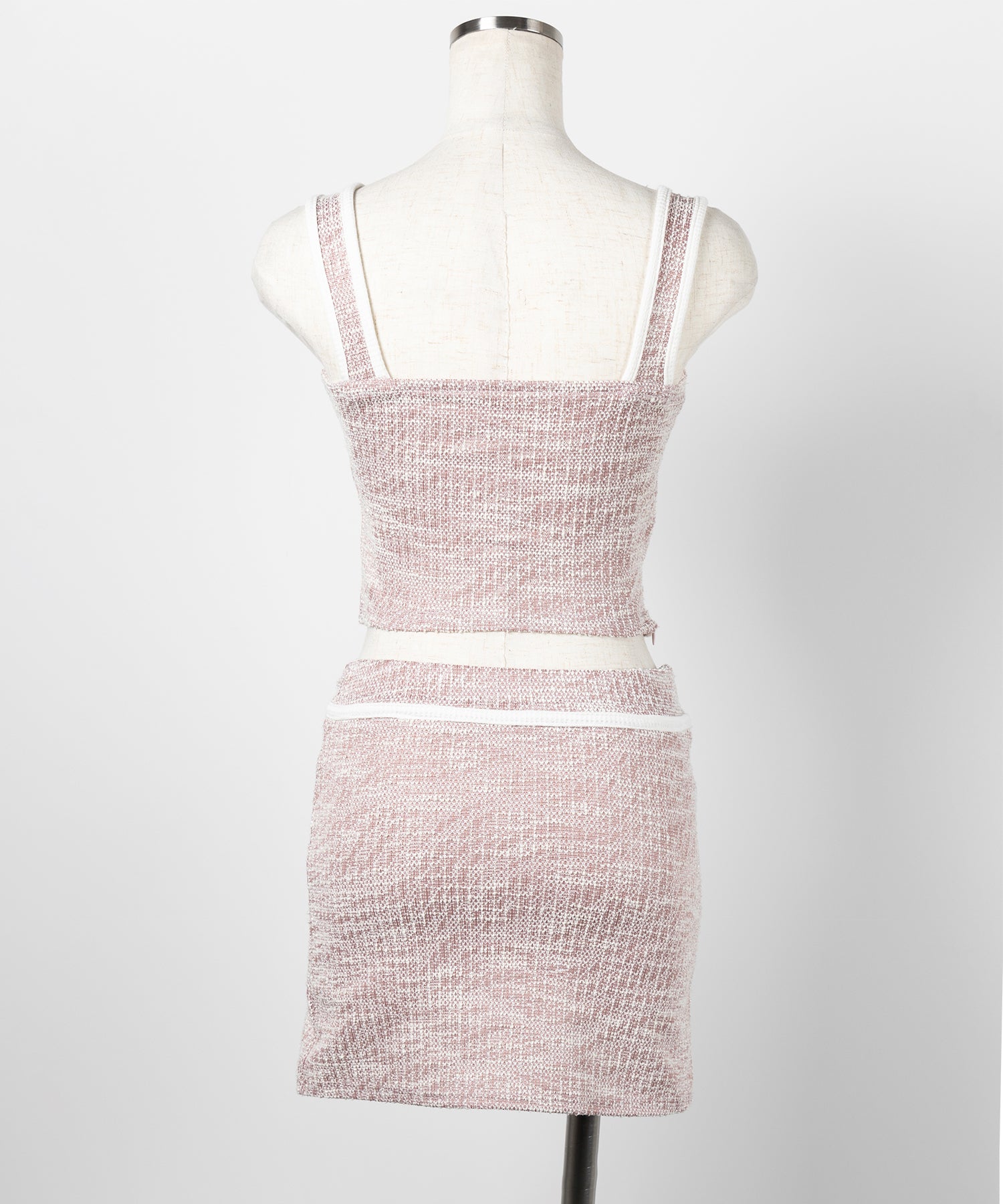 【 セットアップ】ツイードボタンショートビスチェ ＋ ミニスカート ＳＥＴ ／ 【 SETUP 】tweed button short buister ＋ mini skirt SET