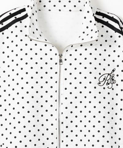 胸ロゴ刺繍ドットラインオーバースウェットブルゾン ／ chest logo embroidery side dot line over sweat blouson