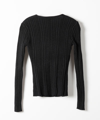Ⅴネックツイストリブニットトップス ／ V-neck twisted rib knit tops