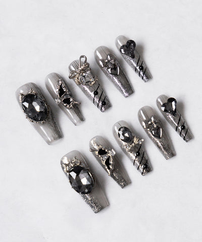 ビジューストーングリッターシアーネイルチップ ／ bijou stone glitter sheer nail tips