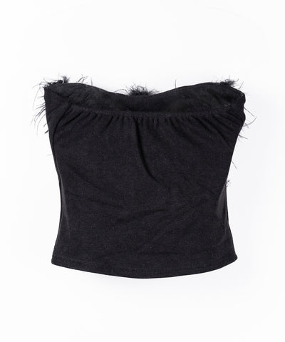 フェザーファードッキングビスチェベアトップ ／ feather fur docking bustier bare tops
