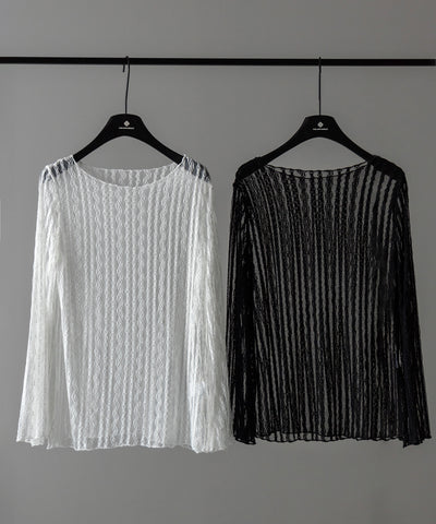 【 ２WAY 】ワンショルワイドスリーブルーズシアートップス ／ one shoulder wide sleeve loose sheer tops