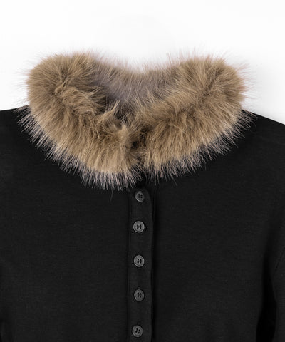 【 裏起毛 】ファーカラーヘンリーネックトップス ／ urakimo fur collar henley neck tops
