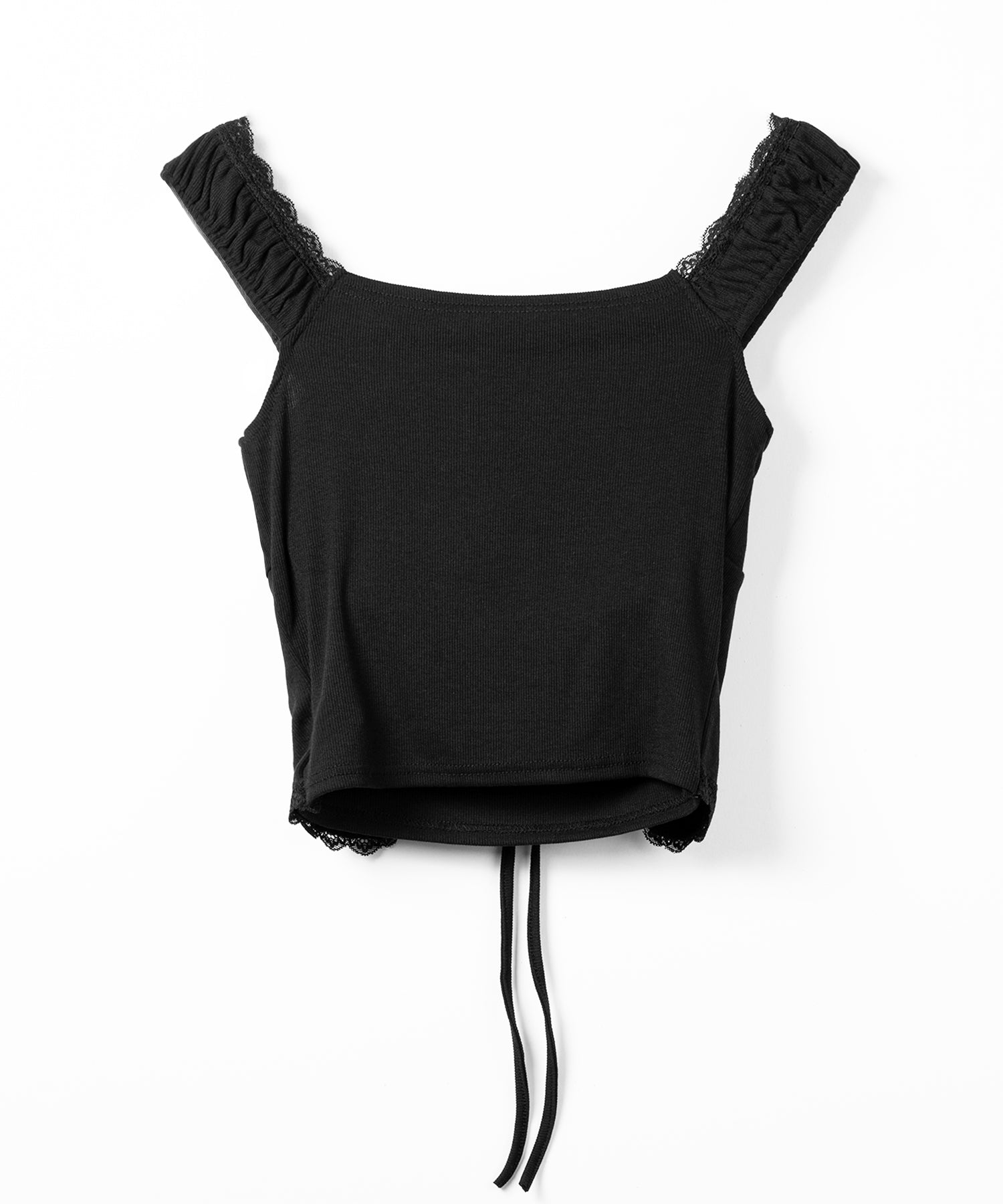 フロントリボンレイヤードリブキャミタンク ／ front ribbon layered lib camisole tank