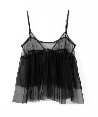 フロントリボンチュールキャミソール ／ front ribbon tulle camisole
