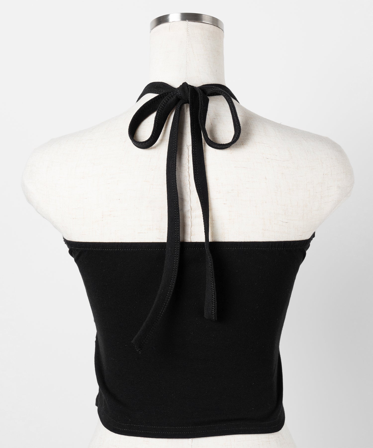 ラインストーンホルターネックスナップギャザーベアトップ ／ Rhinestone halter neck snap gathered bare top