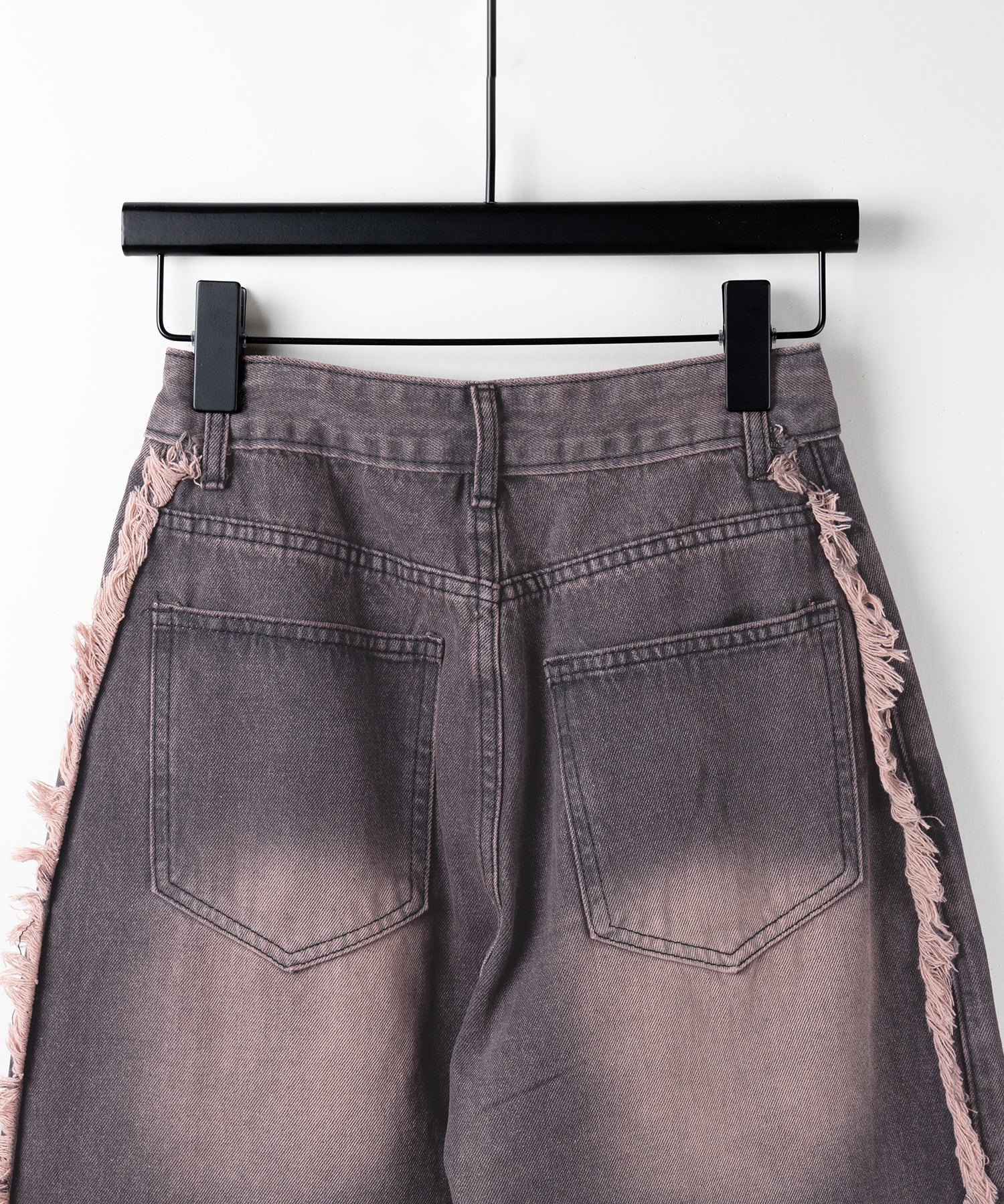 【 ３SIZE 】ヴィンテージピンクウォッシュダメージワイドデニム ／ vintage pink wash damage wide denim