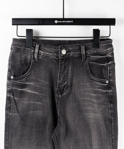 【 ２color ／ ４size 】クロスデザインヴィンテージライクフリンジストレッチフレアデニム ／ cross design vintage-like fringe stretch flare denim