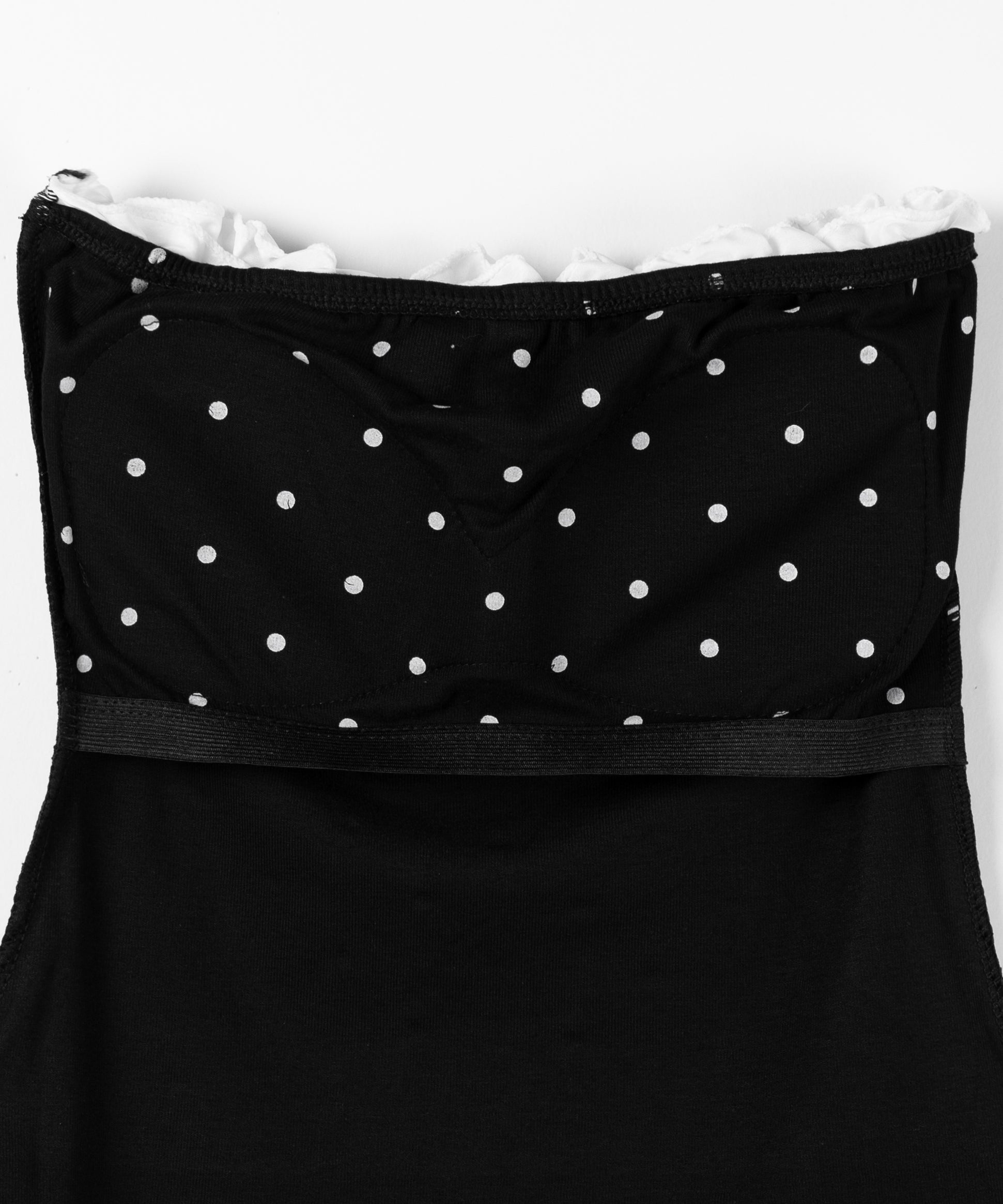 ラインストーンドットフリルベアトップス ／ Rhinestone dot frill bare tops