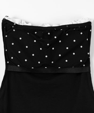 ラインストーンドットフリルベアトップス ／ Rhinestone dot frill bare tops