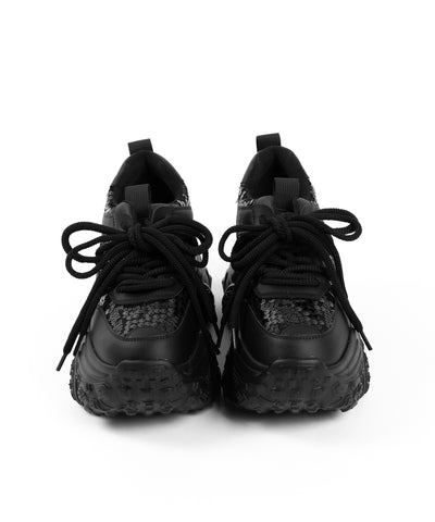 【 +10.5cm盛れ 】スパンコールレースアップ厚底スニーカー ／ +10.5cm spangle lace-up platform sneakers