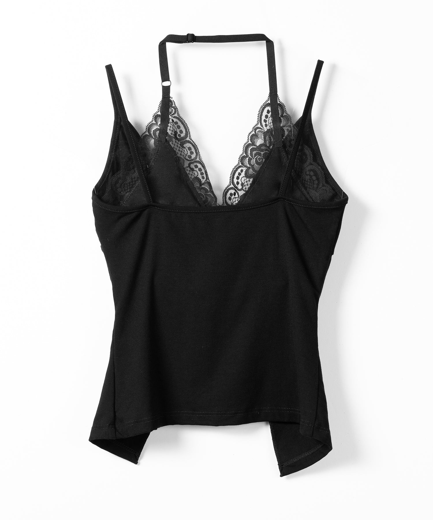 レースレイヤードクロスデザインキャミソール ／ lace layered cross design camisole